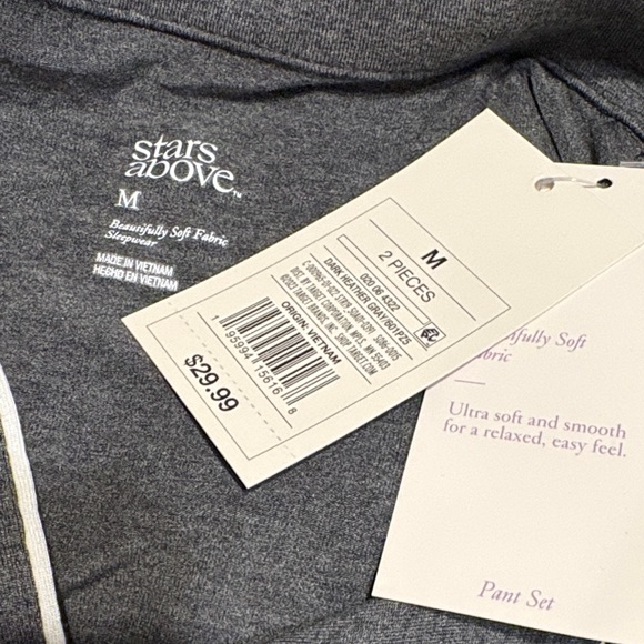 Stars Above Pajama Set Long Sleeve Shirt Pants Gray Soft Womens Medium - Picture 3 of 4